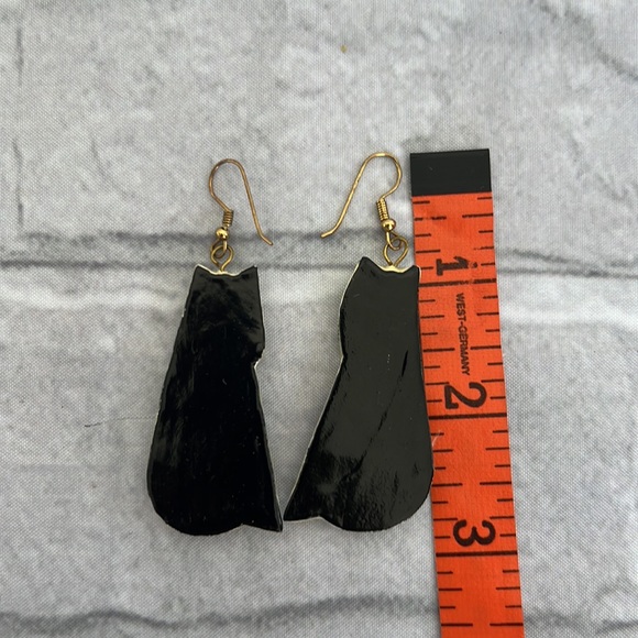 Vintage Wooden cat earrings 2.75” - Picture 4 of 6